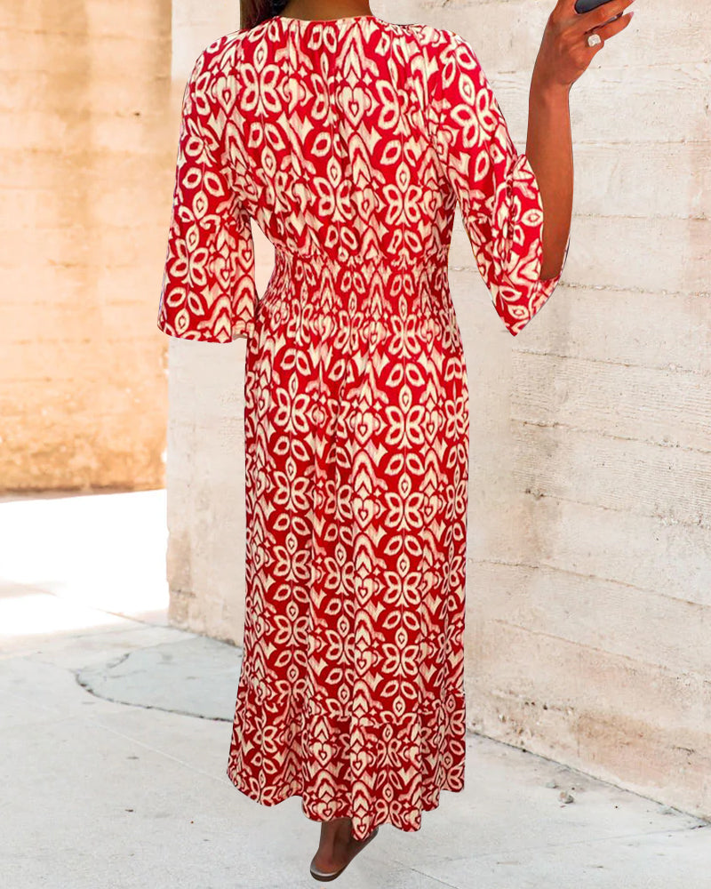 Demelza - Robe longue rouge à motif imprimé