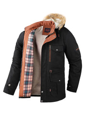 Yvor - Parka coupe-vent pour hommes avec capuche en polaire et fausse fourrure