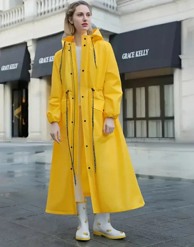 Mara - Imperméable et coupe-vent avec longue capuche et poches pour femmes