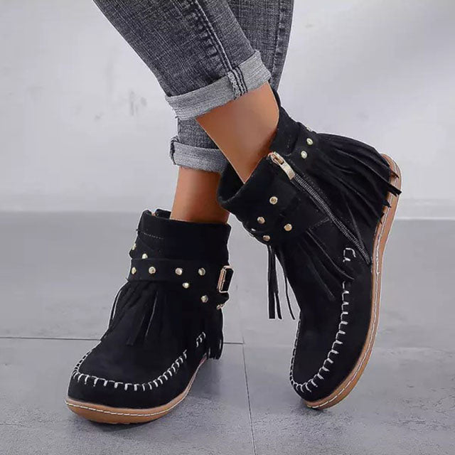 Clarisse - Bottes vintage chaudes avec franges