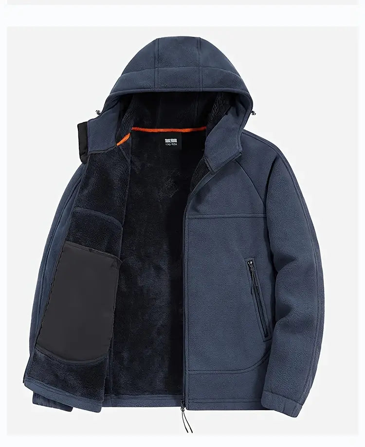 Denzel - Manteau d'hiver pour hommes - Manteau chaud à capuche et peluche double face