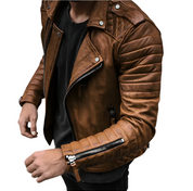 Hughie - Veste en cuir pour homme de style motard, durable et à la mode.