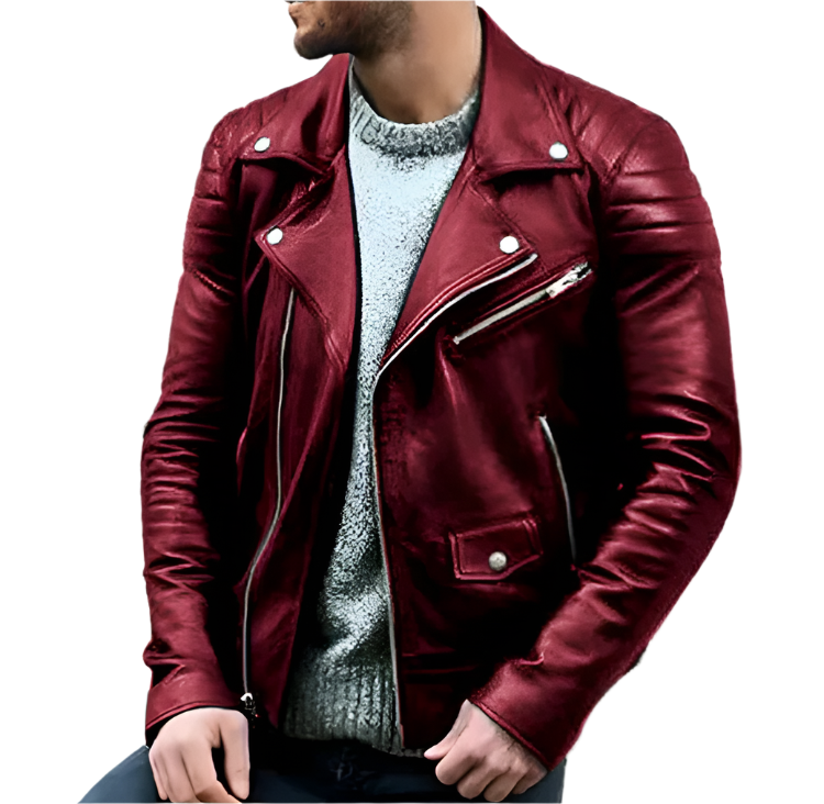 Hughie - Veste en cuir pour homme de style motard, durable et à la mode.