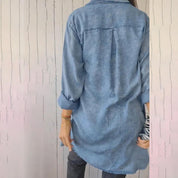 Mira - Chemise Manteau Confortable à Revers en Imitation Denim pour Femme