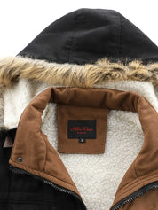 Yvor - Parka coupe-vent pour hommes avec capuche en polaire et fausse fourrure