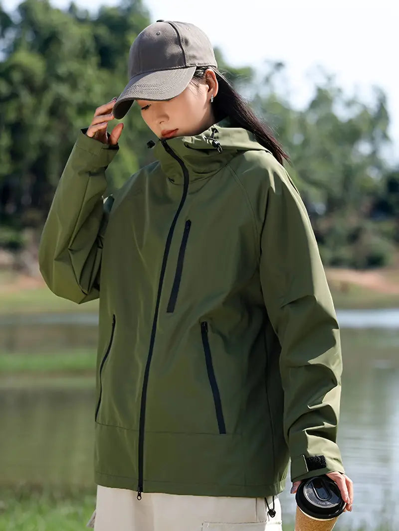 Tansell - Imperméable coupe-vent pour femmes avec capuche et poches