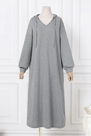 Clea - Robe à capuche avec cordon de serrage et col en V