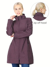 Zelina - Imperméable long à capuche avec poches pour femmes - Imperméable et coupe-vent