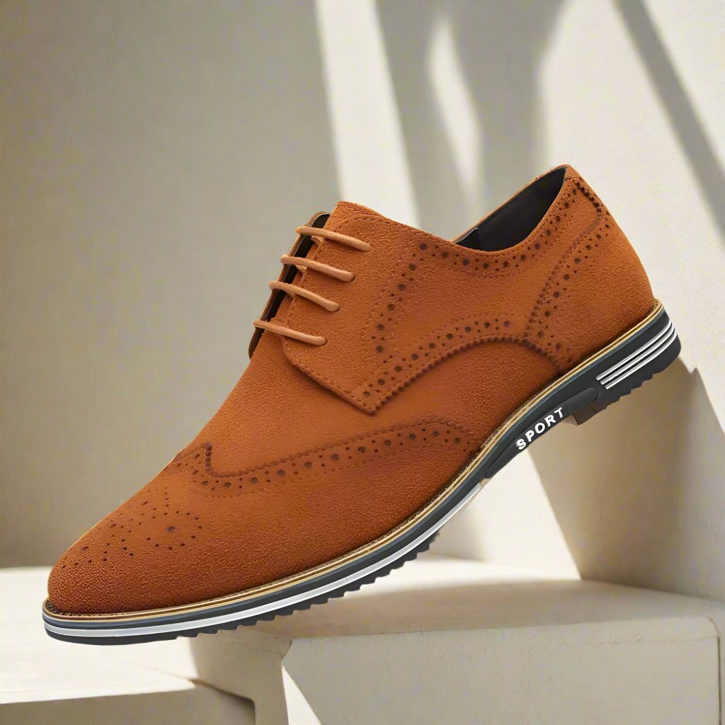 Efron - Chaussures en daim soignées pour hommes avec lacets