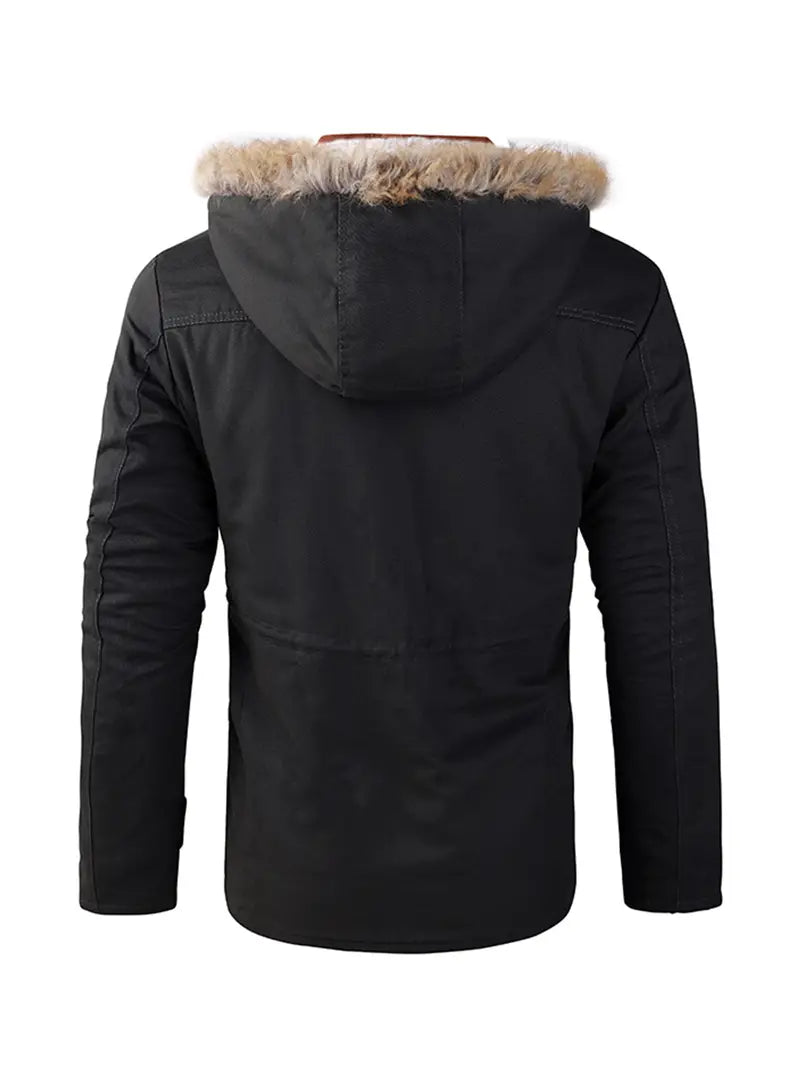 Yvor - Parka coupe-vent pour hommes avec capuche en polaire et fausse fourrure