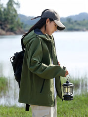 Tansell - Imperméable coupe-vent pour femmes avec capuche et poches