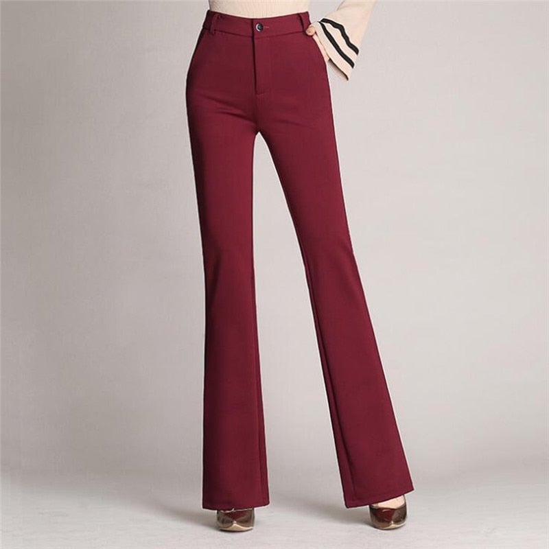 Adelina - Pantalon slim évasé taille haute