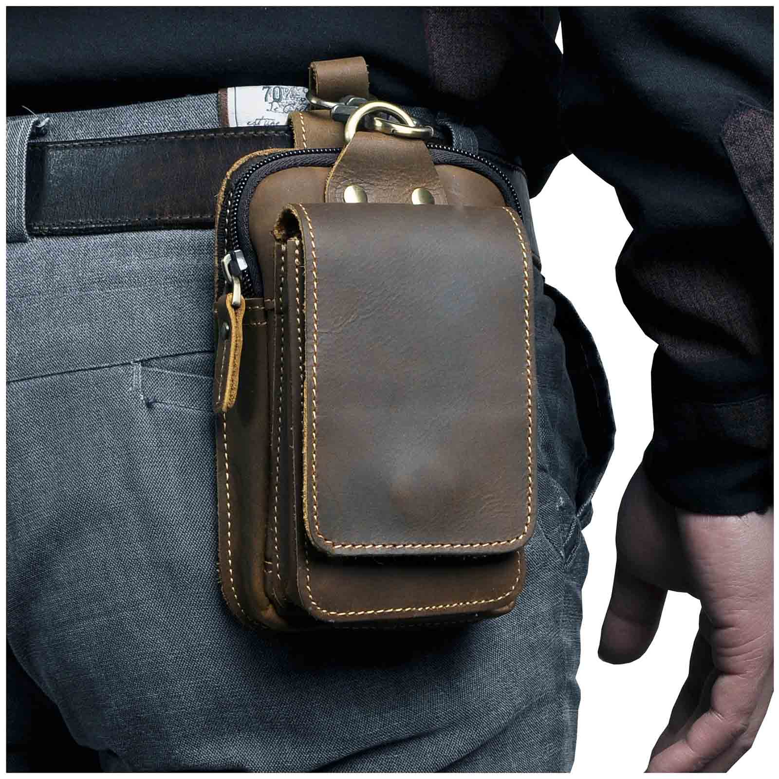 Kaleb - Sac banane en cuir véritable pour hommes