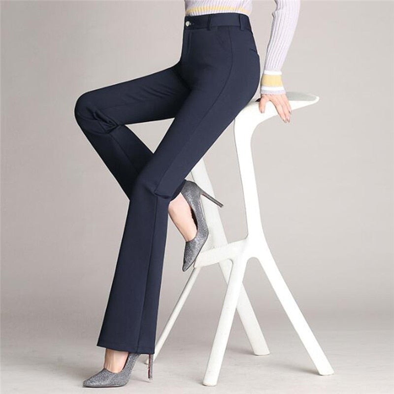 Adelina - Pantalon slim évasé taille haute