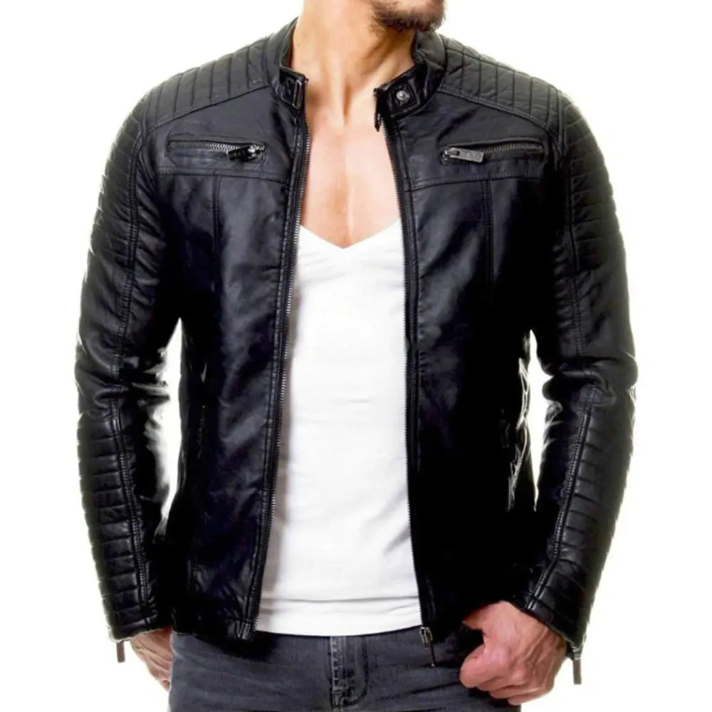 Basty - Veste en cuir coupe-vent pour hommes