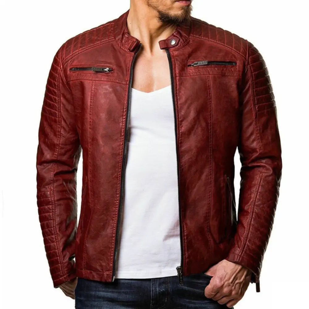 Basty - Veste en cuir coupe-vent pour hommes