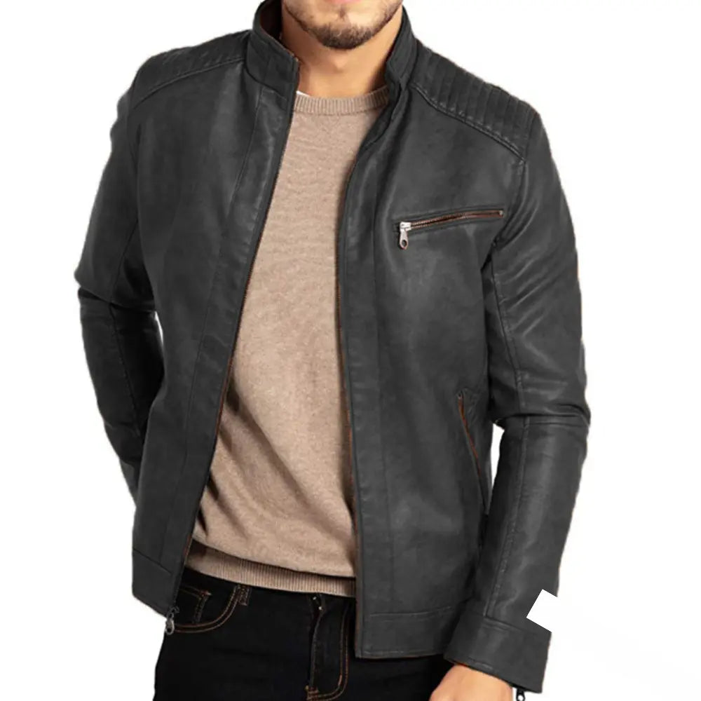 Basty - Veste en cuir coupe-vent pour hommes