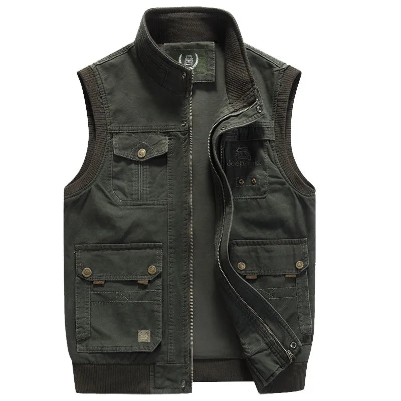 Urvan - Gilet de style vintage à poches multiples pour hommes