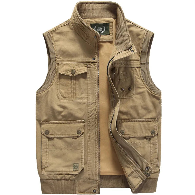 Urvan - Gilet de style vintage à poches multiples pour hommes