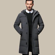 Timothy - Veste longue d'hiver matelassée de luxe avec fermeture éclair pour hommes