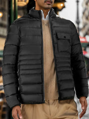 Harrison - Manteau d'hiver pour hommes - Puffer chaud avec capuche et col montant