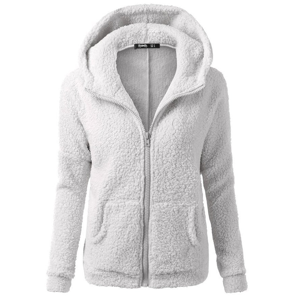 Iliana - Sweat à capuche en polaire sherpa avec fermeture à glissière