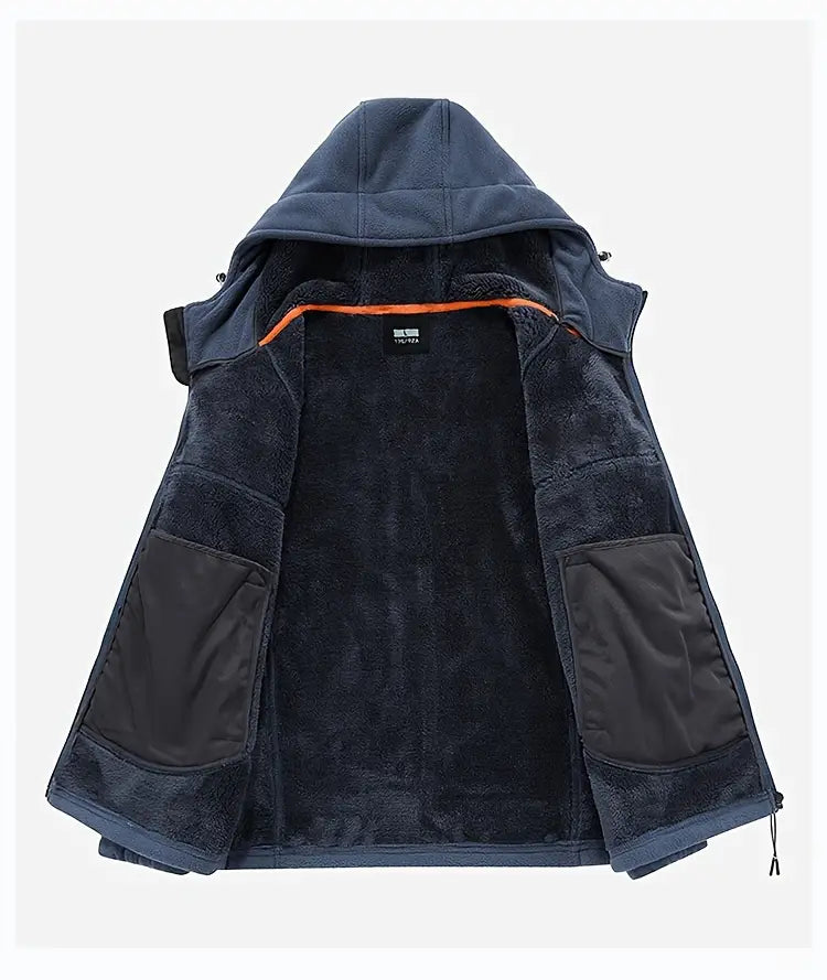 Denzel - Manteau d'hiver pour hommes - Manteau chaud à capuche et peluche double face