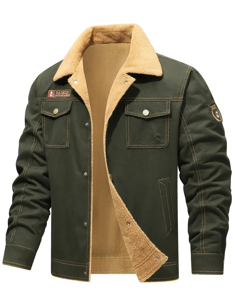 Terrence - Veste d'hiver chaude pour hommes - Style militaire décontracté avec doublure en polaire