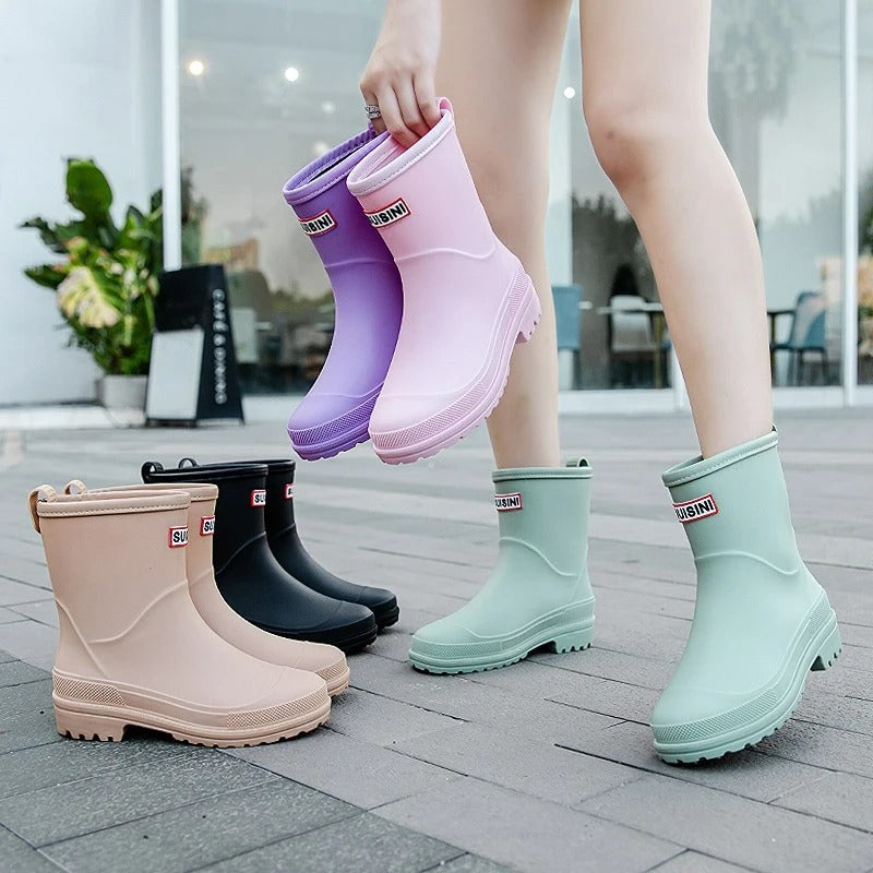 Clemira - Bottes de pluie mi-hautes imperméables et élégantes pour femmes