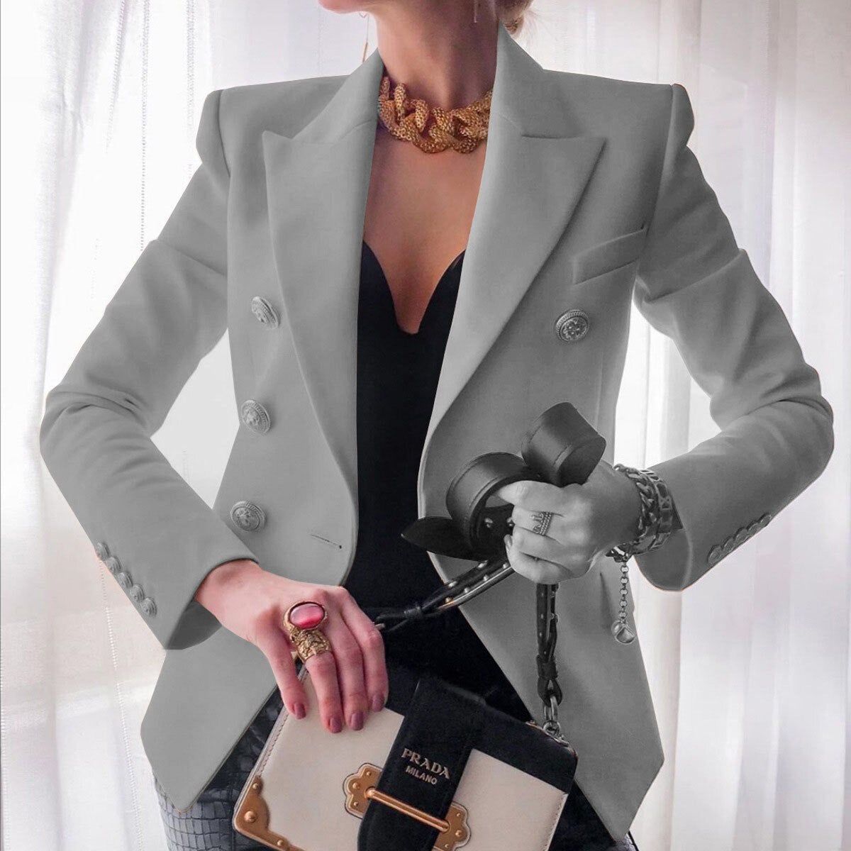 Donatella - Elégant blazer de créateur avec boutons dorés