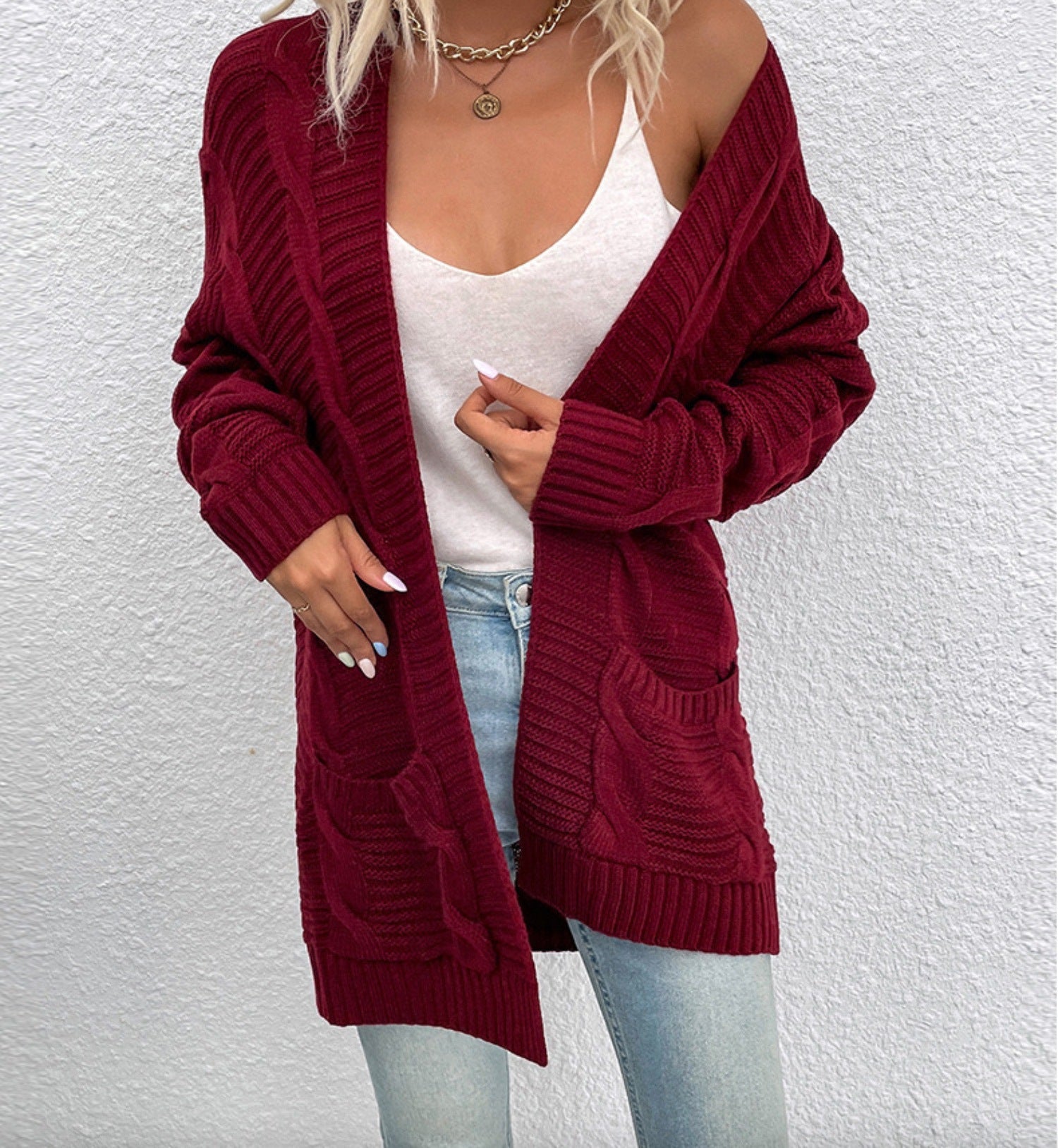 Haley - Cardigan douillet avec motif câblé