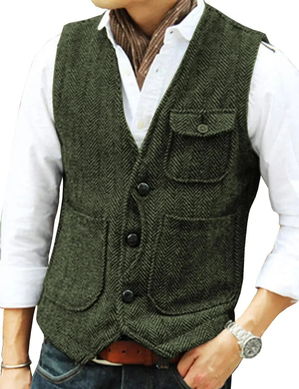 Gregory - Gilet sans manches vintage en tweed pour hommes