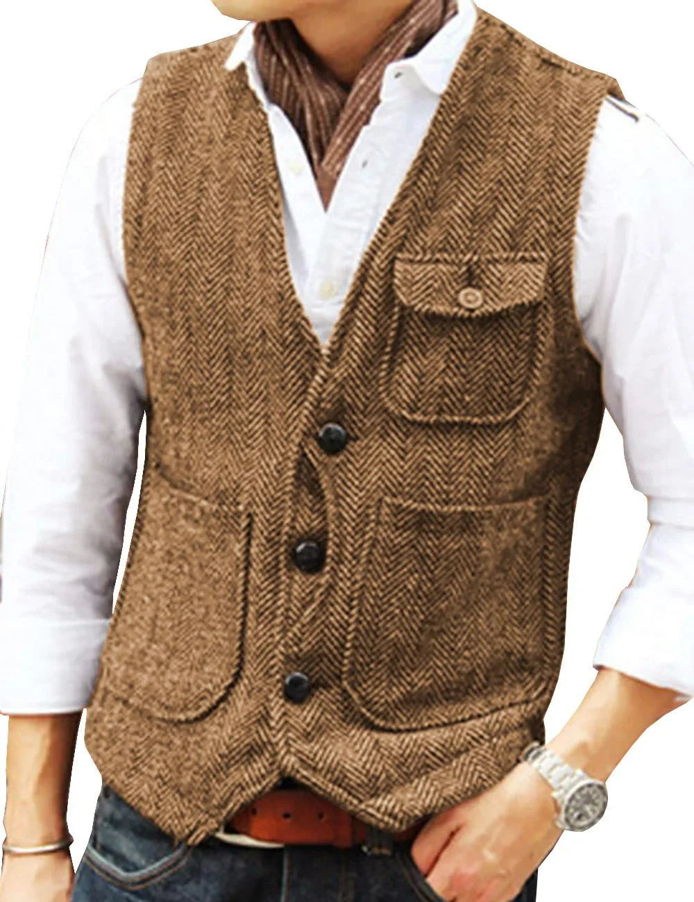 Gregory - Gilet sans manches vintage en tweed pour hommes