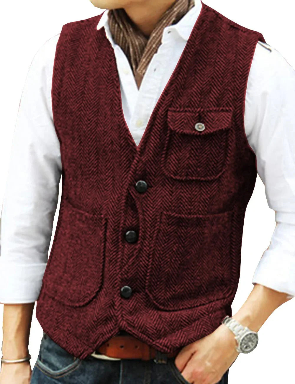 Gregory - Gilet sans manches vintage en tweed pour hommes