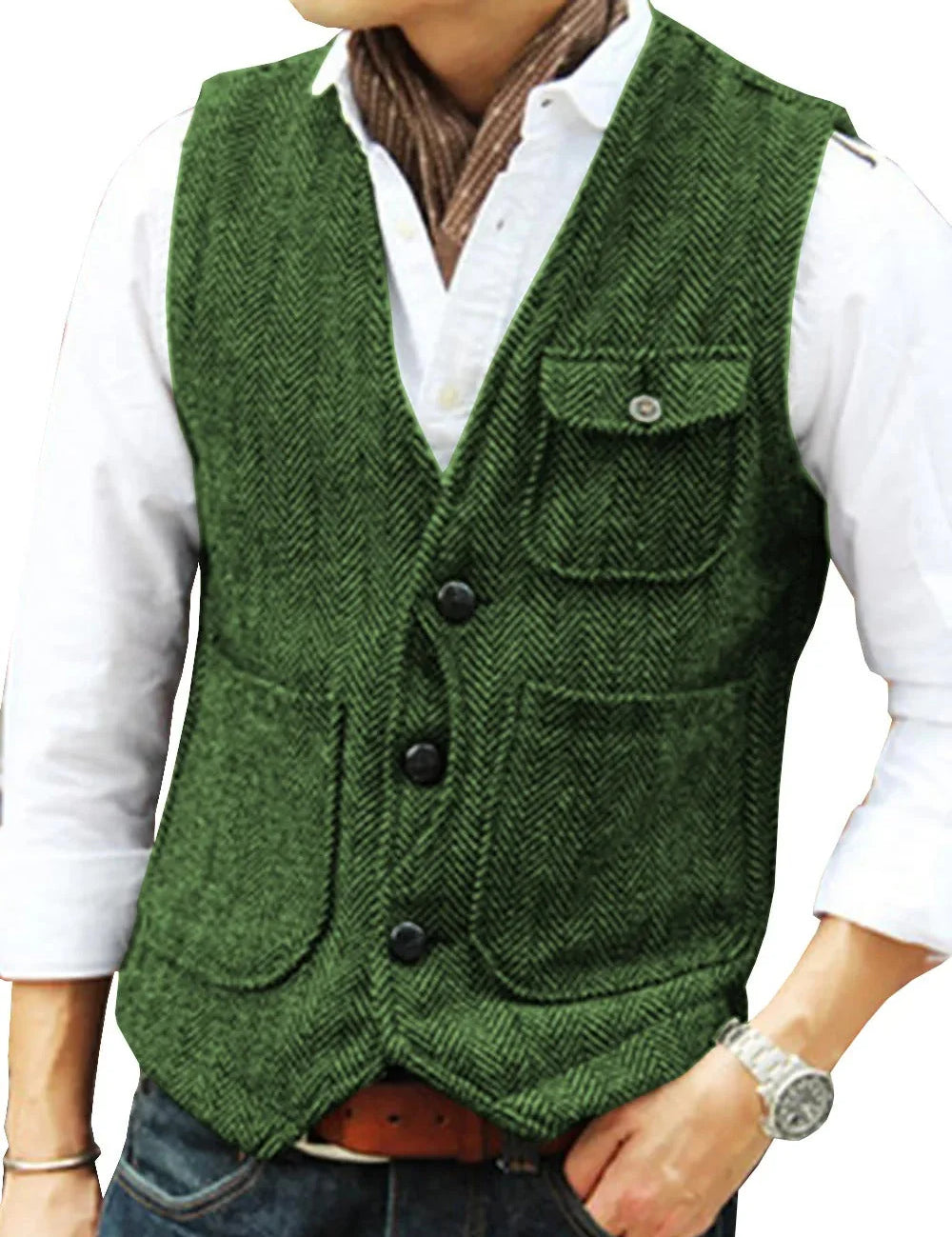 Gregory - Gilet sans manches vintage en tweed pour hommes