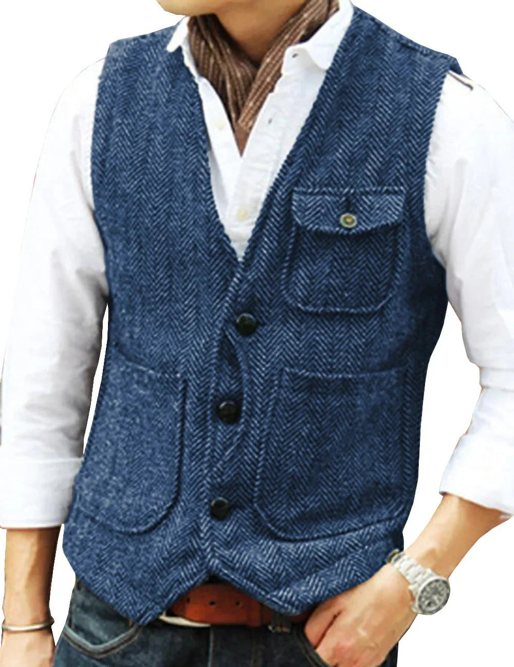 Gregory - Gilet sans manches vintage en tweed pour hommes