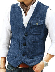 Gregory - Gilet sans manches vintage en tweed pour hommes