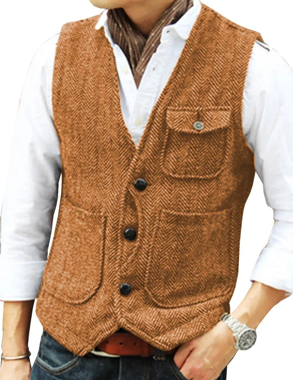 Gregory - Gilet sans manches vintage en tweed pour hommes