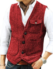 Gregory - Gilet sans manches vintage en tweed pour hommes