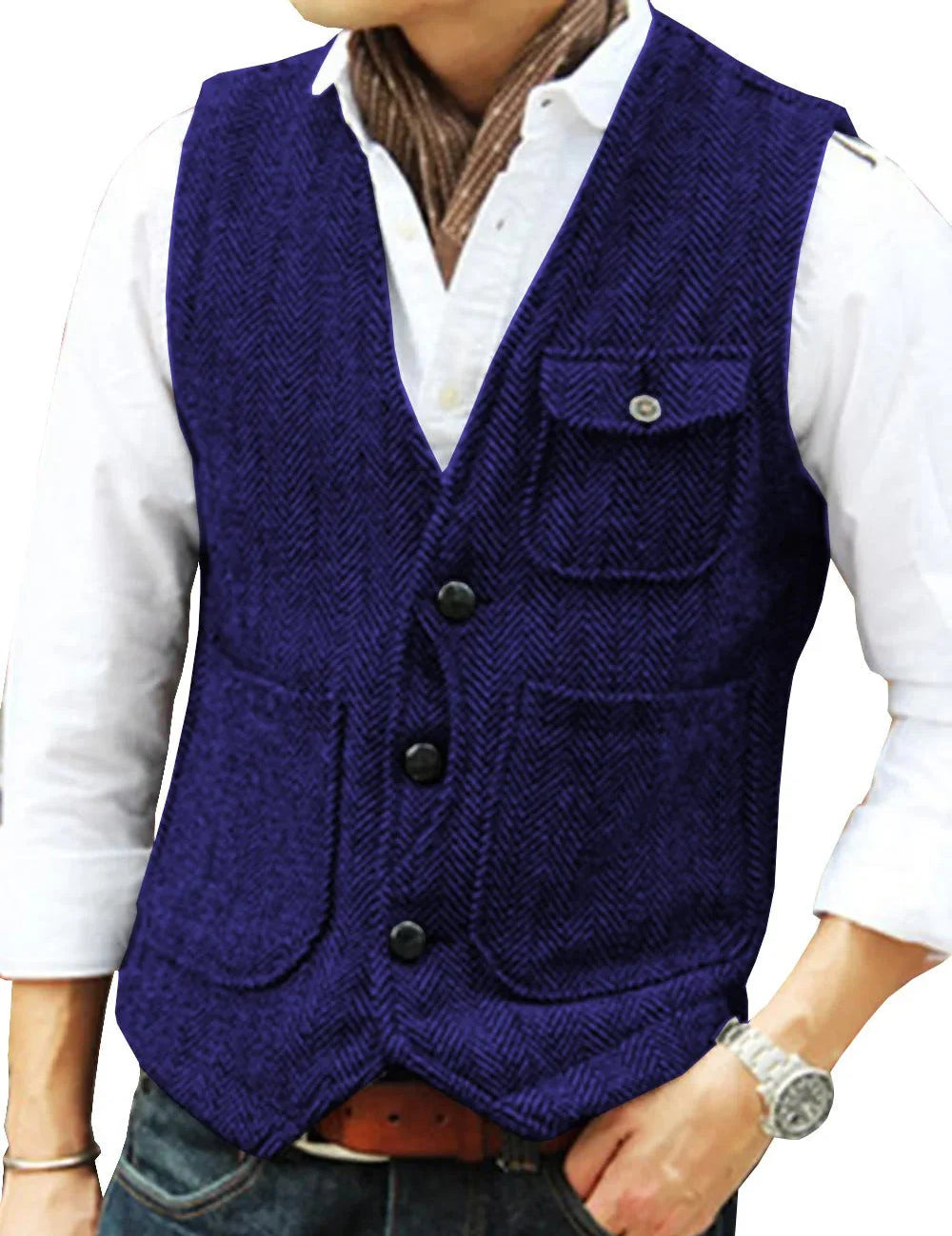 Gregory - Gilet sans manches vintage en tweed pour hommes