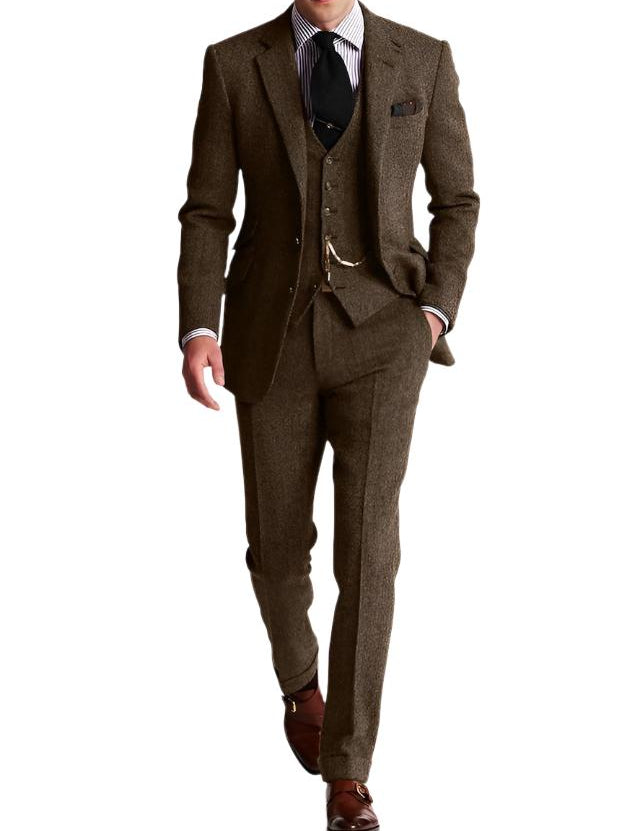 Hyrion - Costumes de smoking en tweed pour hommes, trois pièces et classiques